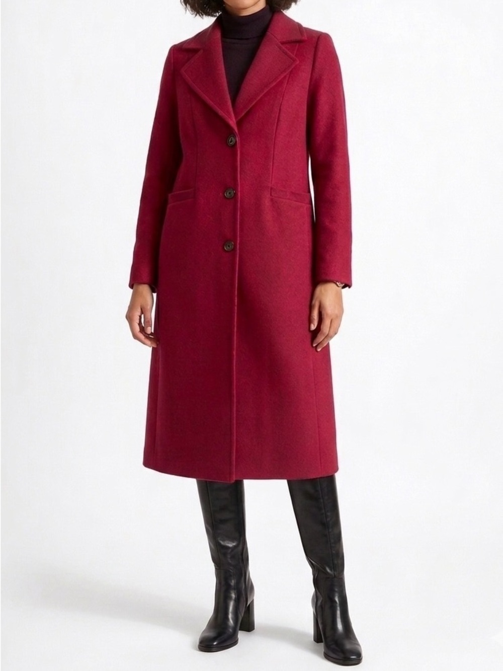 Melanie Lyne Vibrant Raspberry Red Classic Car Coat Mid-Length Sz 12
